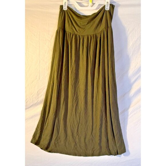 Simly Long Maxi Army Green Easy Skirt Womens Plus Size 2XL 2X Elastic Stretch - Picture 1 of 3